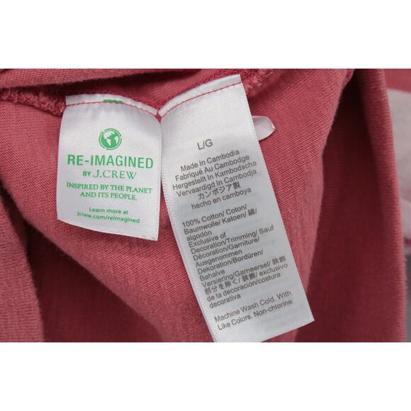 J Crew Hoodie Women's Large Red and White Striped Pullover Knit Top Beachy - Picture 6 of 7